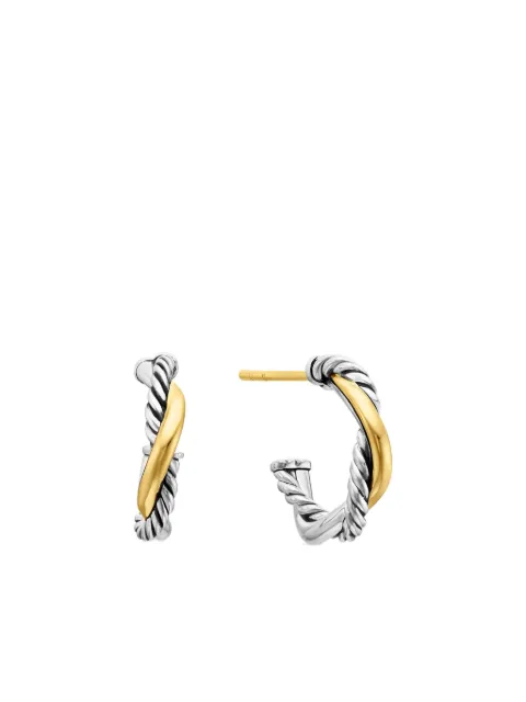 David Yurman 14kt yellow gold and sterling silver Petite Infinity huggie hoops earrings (3mm) Silver E16513S4