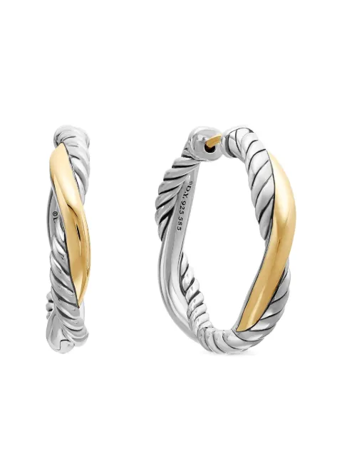 David Yurman 14kt yellow gold and sterling silver Petite Infinity hoop earrings (17.3mm) Silver E18049S4