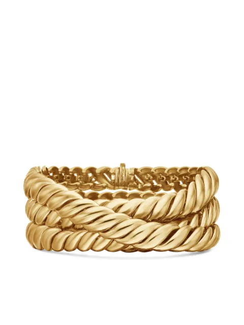 David Yurman 18kt yellow gold Sculpted Cable Triple Wrap bracelet (8.5mm) Gold B1795188