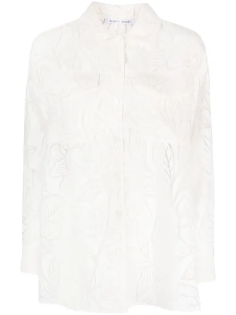 Alberta Ferretti floral-motif sheer shirt White AEF231U02201640