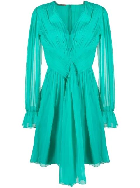 Alberta Ferretti pleated silk mini dress Green AEF231U04561614