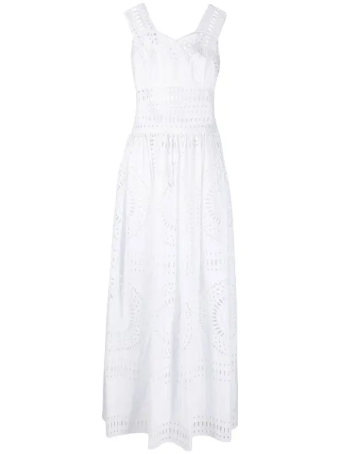 Alberta Ferretti broderie-anglaise pleated maxi dress White AEF231U04761632