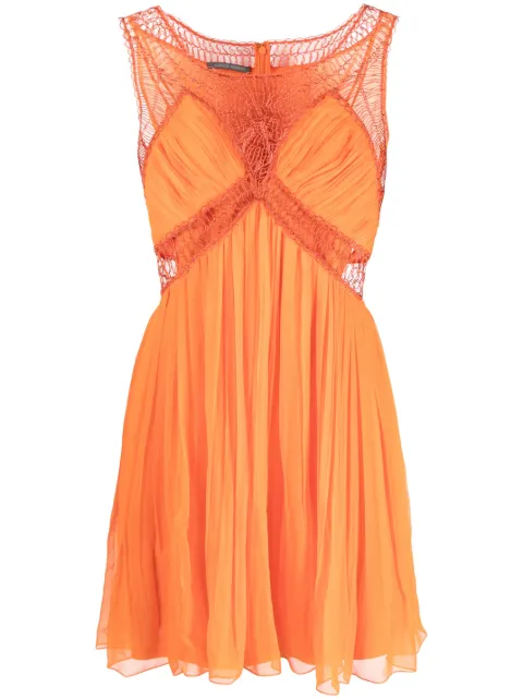 Alberta Ferretti chiffon pleated silk minidress Orange A04120114