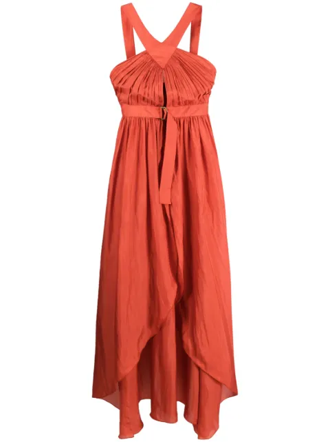 Alberta Ferretti pleated sleeveless maxi dress Orange A04020118
