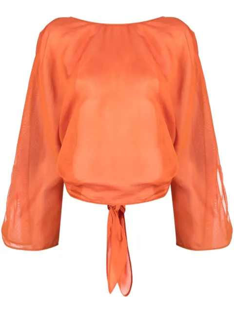 Alberta Ferretti V-back long-sleeve blouse Orange AEF231M02070130