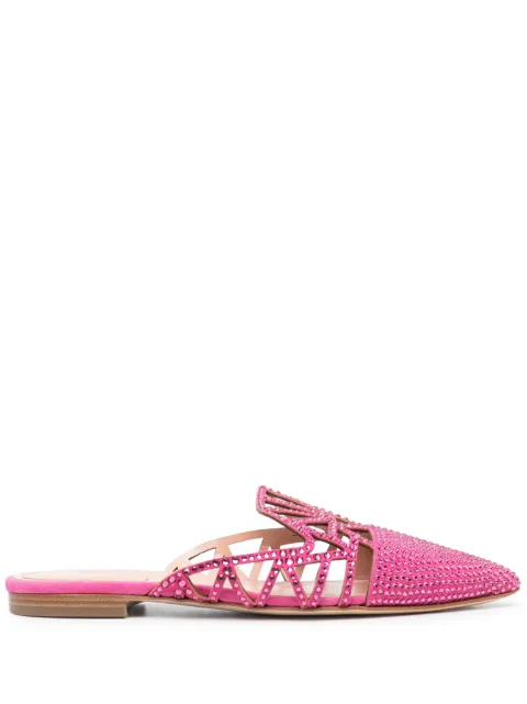 Alberta Ferretti pointed-toe crystal-embellished mules Pink A66018004