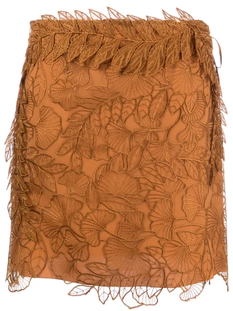 Alberta Ferretti floral-lace mini skirt Brown A01160137