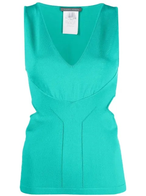 Alberta Ferretti cut-out sleeved knit top Green A08861602