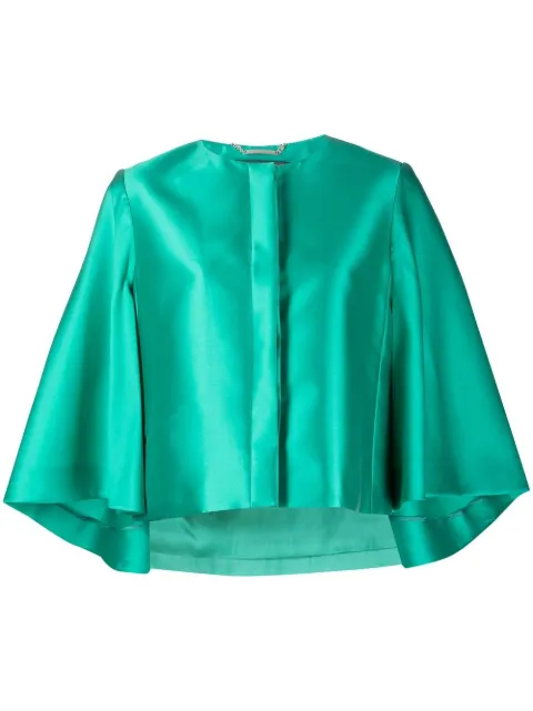 Alberta Ferretti satin-trim cape jacket Green AEF231U05141620