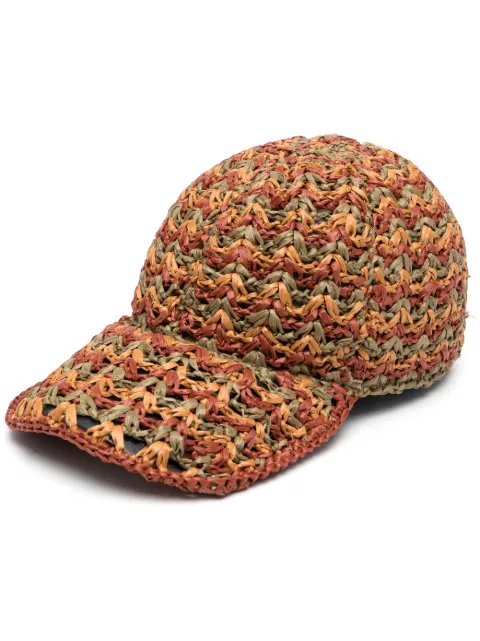 Alberta Ferretti crochet-knit raffia cap Brown A36040103