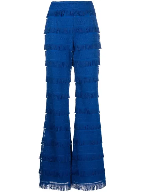 Alberta Ferretti fringe-detail boot-cut trousers Blue A03231635