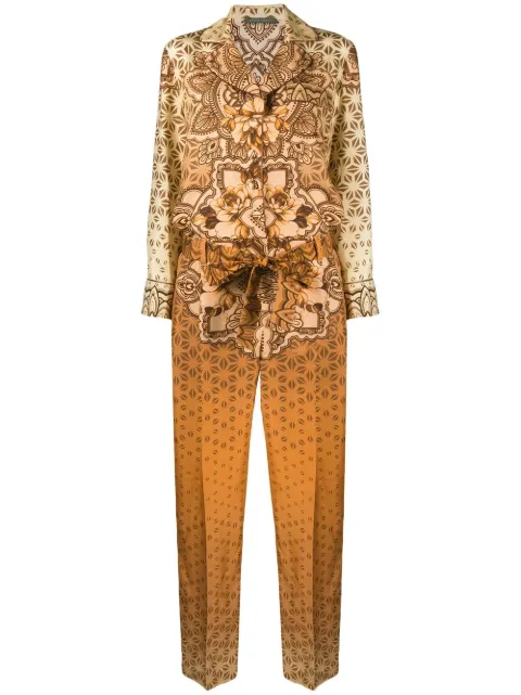 Alberta Ferretti mandala-print silk jumpsuit Orange A04491643