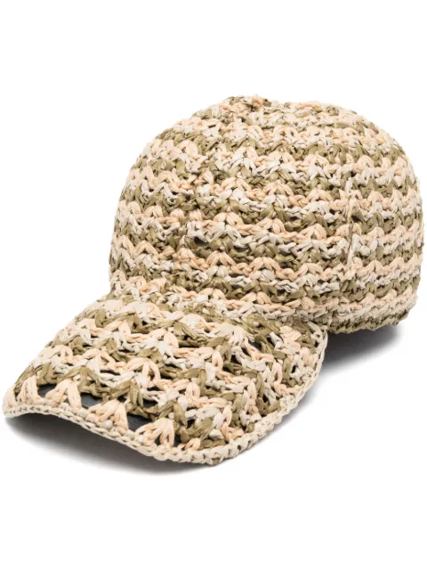 Alberta Ferretti crochet-knit raffia cap Neutrals A36040103