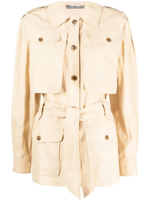Alberta Ferretti flap-pocket belted jacket Neutrals A05051619