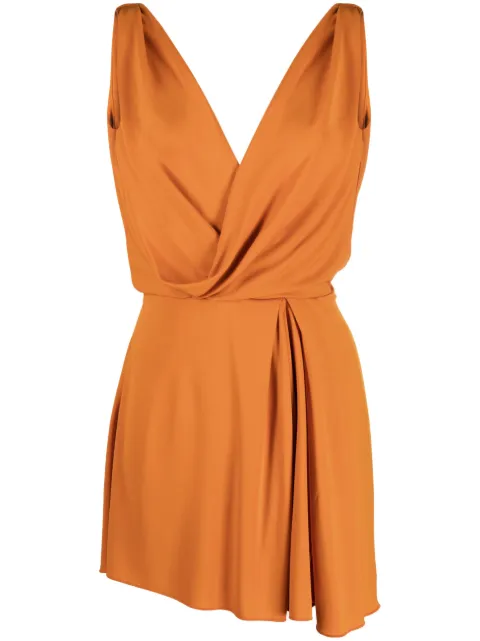 Alberta Ferretti draped V-neck dress Orange AEF231M04370127