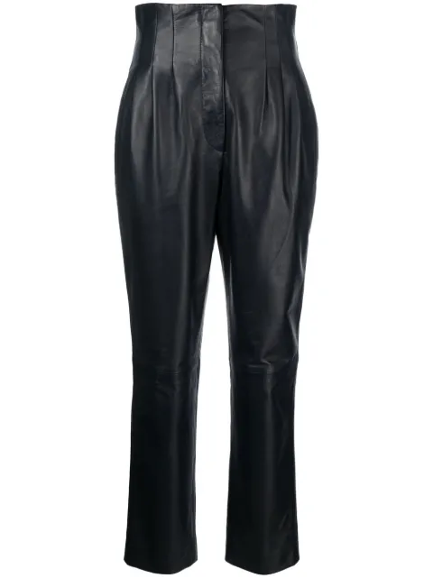 Alberta Ferretti straight-leg leather trousers Blue A37091675