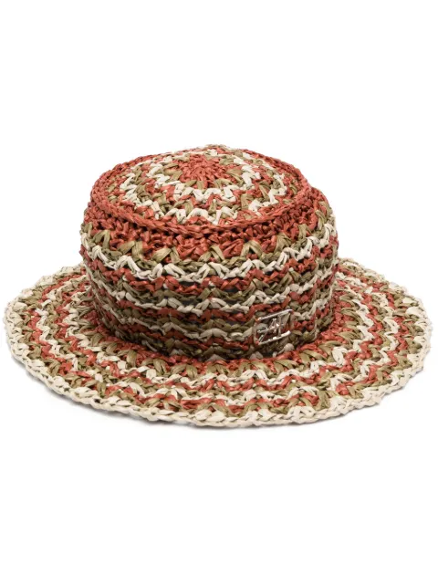 Alberta Ferretti crochet-knit raffia hat Brown A36010103