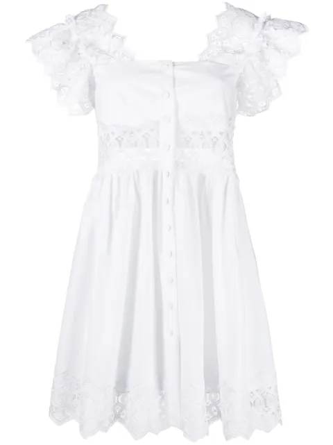 Alberta Ferretti square-neck fluted midi dress White A04690126