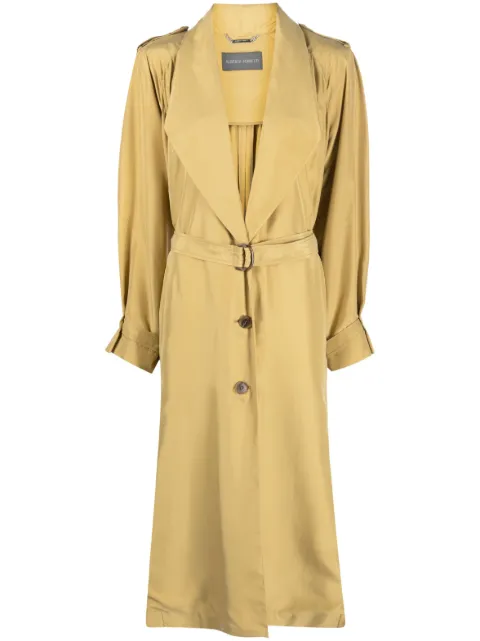 Alberta Ferretti shawl-lapels silk trench coat Neutrals A06020125