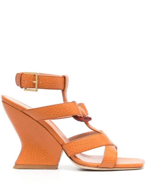 Alberta Ferretti 105mm strap-detail leather sandals Orange A63068003