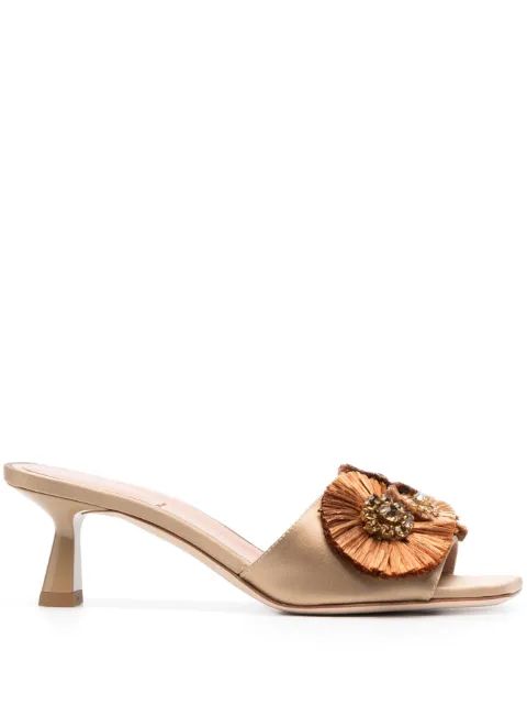 Alberta Ferretti 55mm floral-appliqué leather sandals Neutrals A65038226
