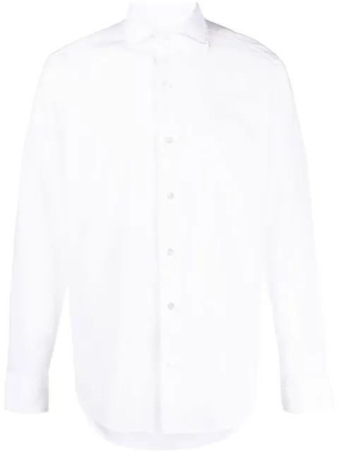 Fedeli long-sleeve stretch-cotton shirt White 6UED0507