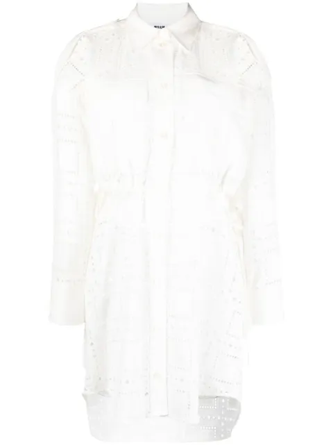 MSGM broderie-anglaise cutout shirt-dress White 3441MDA02237106
