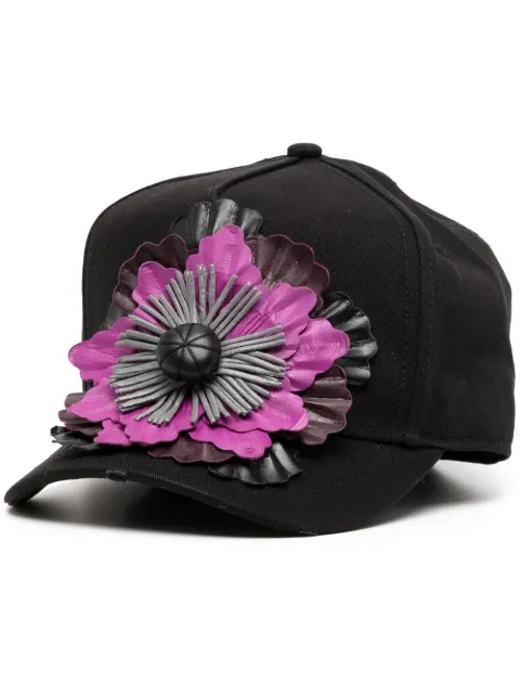DSQUARED2 floral-appliqué baseball cap Black BCW009305C04535
