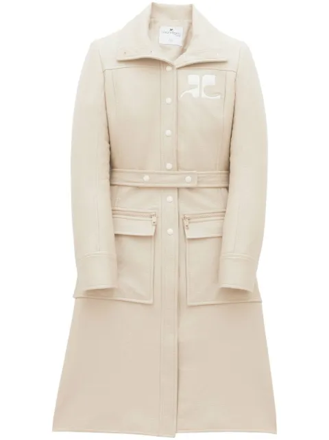 Courrèges logo-patch trench coat Neutrals PERCMA078VY0014