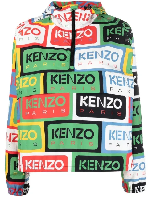 Kenzo logo-print hooded jacket White FD52BL1679NG
