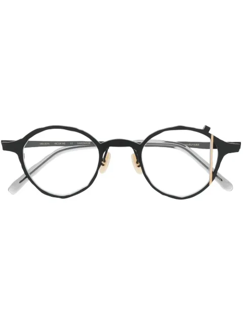 MASAHIROMARUYAMA strap-detail round glasses Black MM0074
