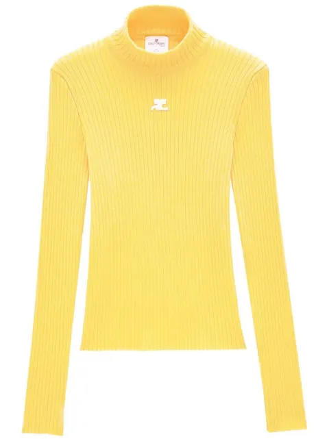 Courrèges ribbed-knit logo top Yellow 122MPU022FI0001
