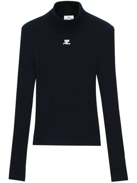 Courrèges logo-patch mock-neck sweater Blue 122MPU022FI0001