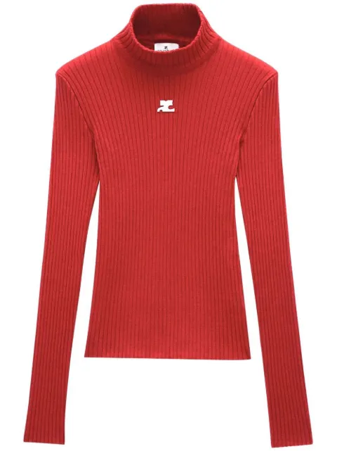 Courrèges logo-patch mock-neck sweater Red 122MPU022FI0001