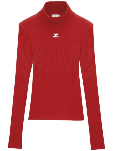 Courrèges logo-embroidered ribbed sweater Red 321MPU022FI0001