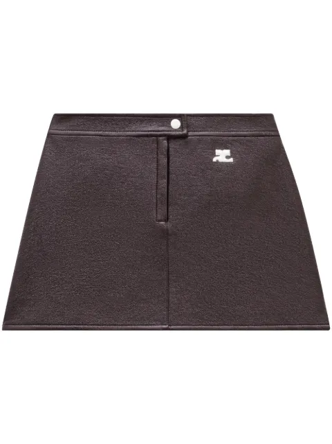 Courrèges logo-patch vinyl skirt Brown PERCJU001VY0014