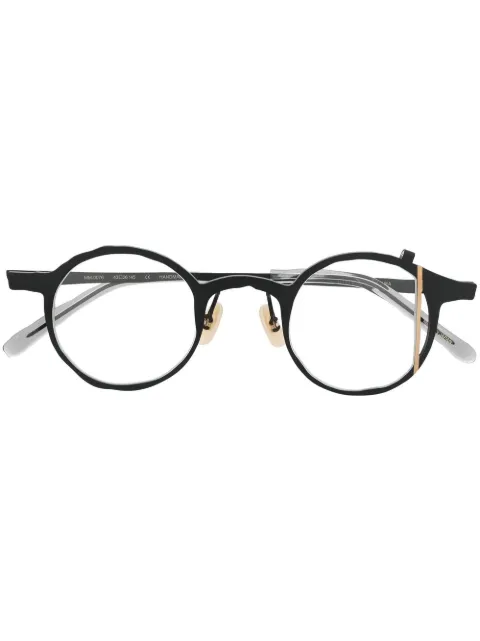 MASAHIROMARUYAMA strap-detail round glasses Black MM0076