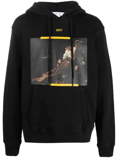 Off-White Caravaggio Painting-print cotton hoodie Black OMBB097C99FLE0161001