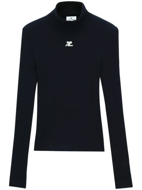 Courrèges logo-embroidered ribbed sweater Blue 321MPU022FI0001