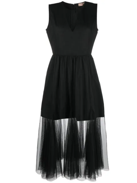 TWINSET tulle-trim sleeveless midi dress Black 231TP2721