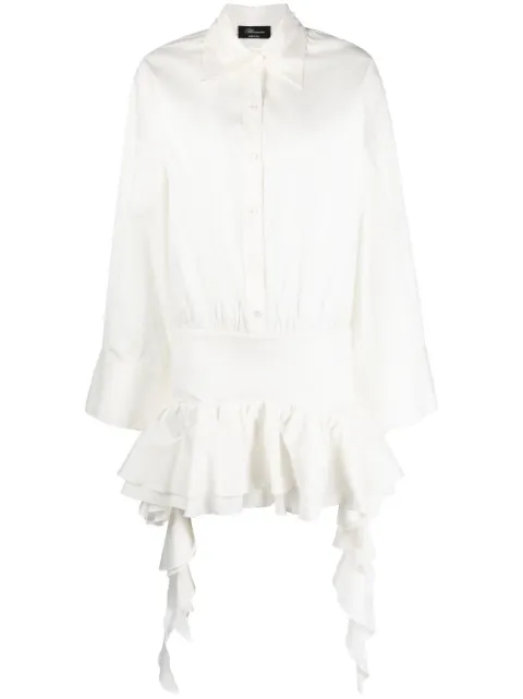 Blumarine dropped-waist ruffled shirtdress White 2A290A