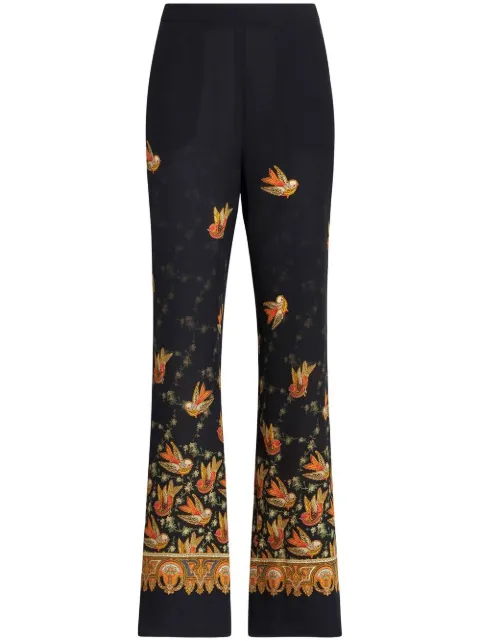 ETRO silk paisley-print straight trousers Black 192074386