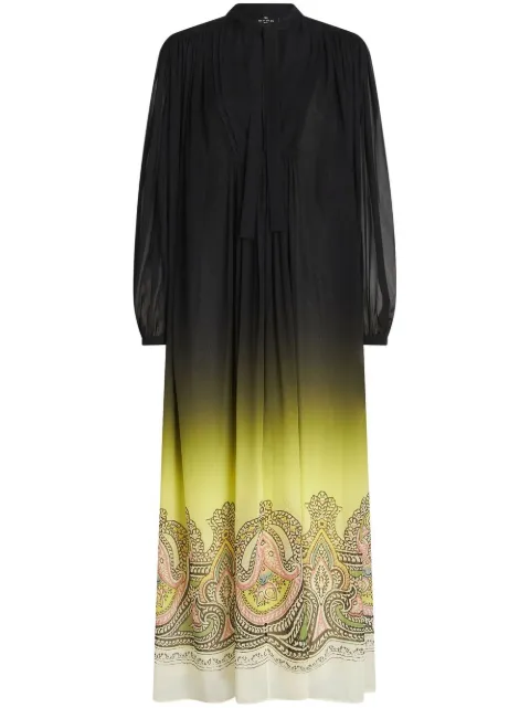 ETRO gradient effect paisley-print silk dress Black 125604342