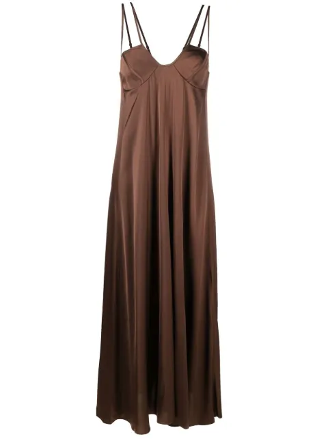 AERON U-neck satin maxi dress Brown AW23RSDR416427216