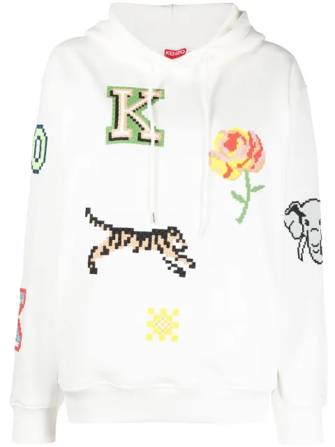 Kenzo graphic print drawstring hoodie White FD52SW0144MC