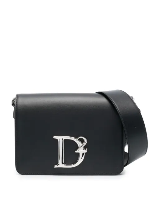 DSQUARED2 logo-plaque leather crossbody bag Black SDW005701500001