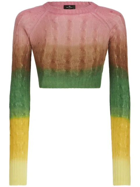 ETRO gradient cable-knit cropped jumper Pink 127929810