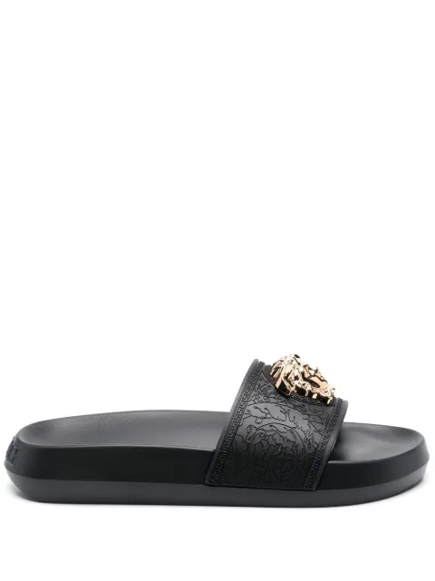 Versace palazzo rubber sliders Black 1009461DGOM8