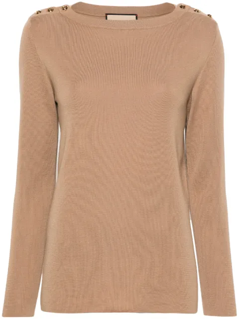 Gucci shoulder-button cashmere jumper Neutrals 717544XKCNZ