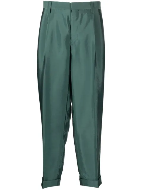 Kolor cropped tapered-leg suit trousers Green 23SCMP07105